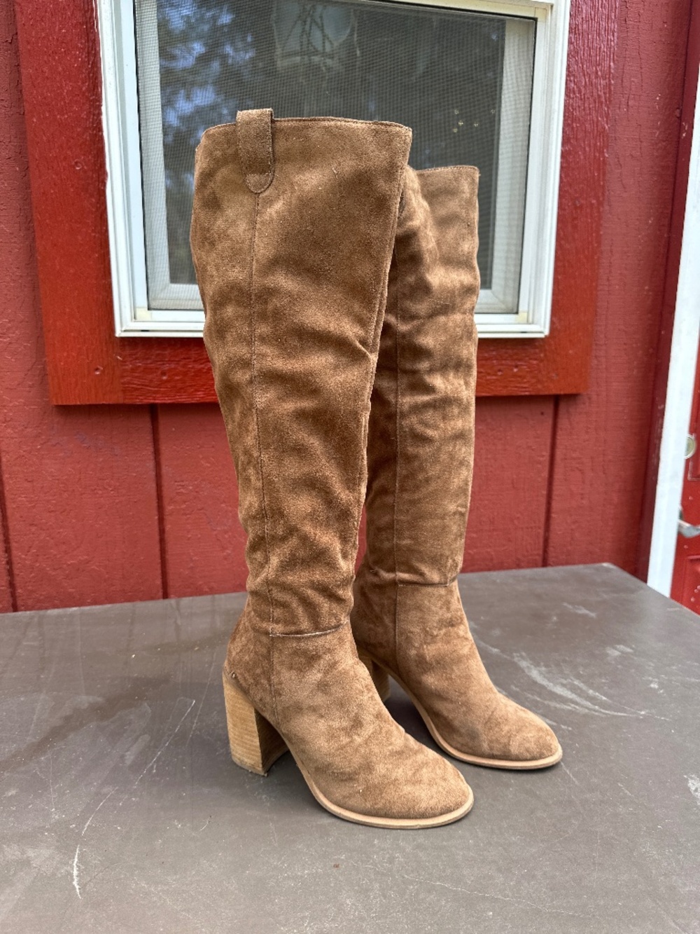 Knee high velvet boots